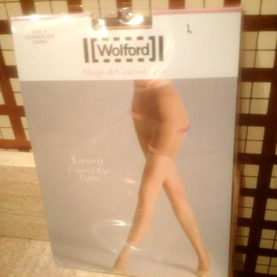 NWT Wolford Luxe 9 Control Top Tights Gobi Large